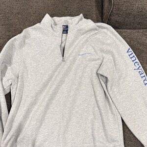 Vineyard Vines Gray Quarter-Zip Sweatshirt with Blue Logo